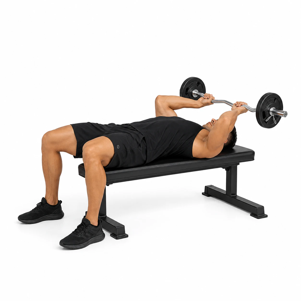 Supine French Press (Skull Crusher) - EZ Curl Bar exercise reference